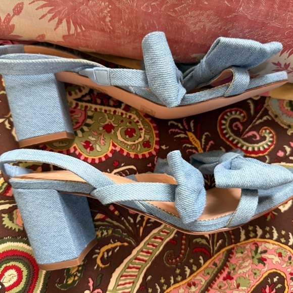 J Crew Lucie Bow Slingback Sandals in Denim Twill - Picture 5 of 11
